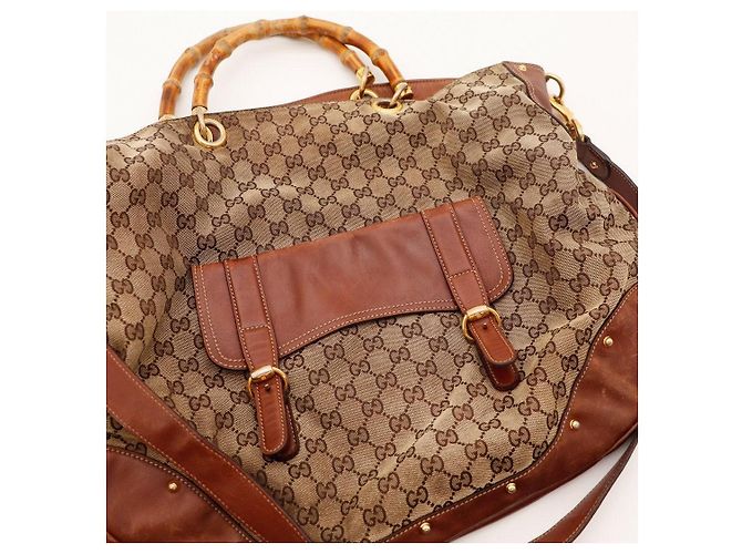 Bamboo Borsa Gucci GG Supreme manico bambù Marrone Monogramma - vista 6