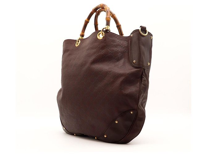 Gucci Borsa Shopper Bamboo Marrone - vista 4