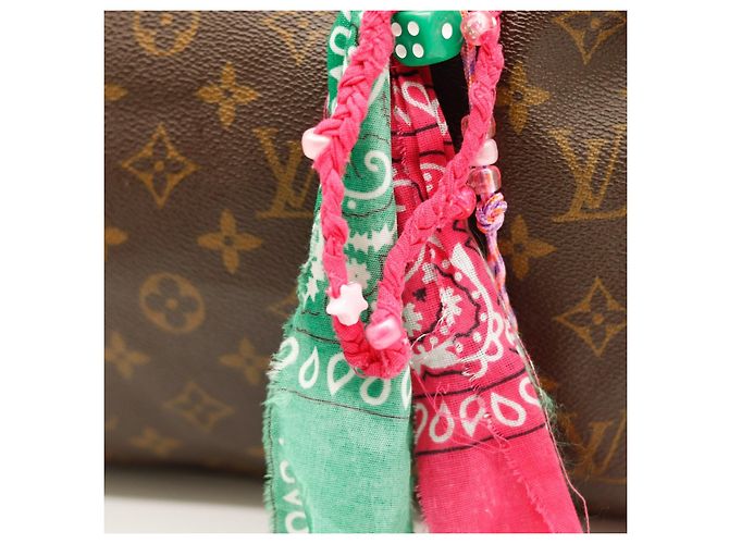 Borsa Louis Vuitton Speedy 30 Monogram Canvas Marrone Rosa Verde Monogramma - vista 3