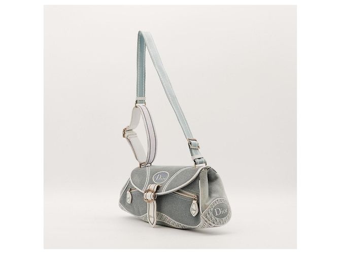 Borsa a tracolla Christian Dior Trotter Blu Beige - vista 2