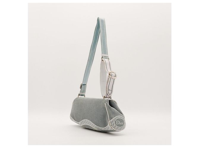 Borsa a tracolla Christian Dior Trotter Blu Beige - vista 4