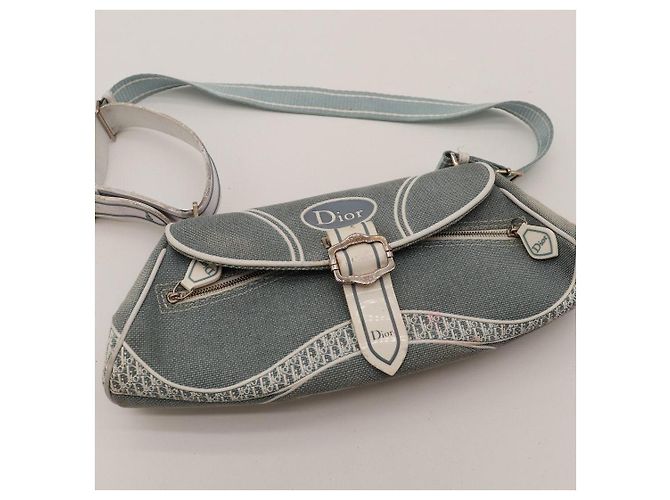 Borsa a tracolla Christian Dior Trotter Blu Beige - vista 6
