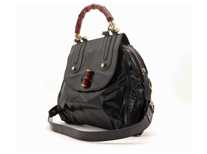 Gucci Borsa Bamboo in pelle nera Nero - vista 2