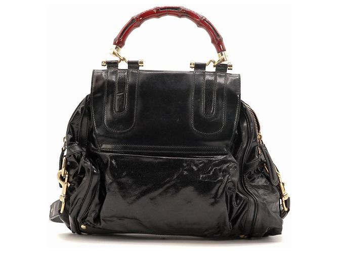 Gucci Borsa Bamboo in pelle nera Nero - vista 3