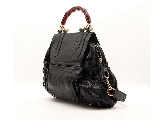 Gucci Borsa Bamboo in pelle nera Nero - vista 4