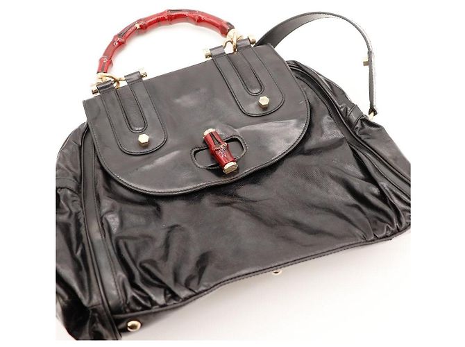 Gucci Borsa Bamboo in pelle nera Nero - vista 6
