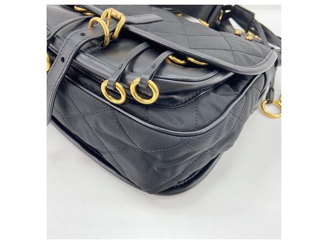 Bolsa de ombro Prada Corsaire em couro acolchoado Preto - vista 6