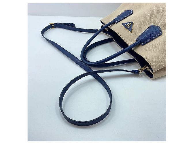 Prada Saffiano Double Bag Handtasche Medium Beige - Ansicht 10