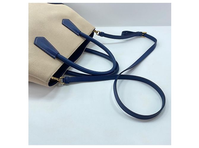Prada Saffiano Double Bag Handtasche Medium Beige - Ansicht 11