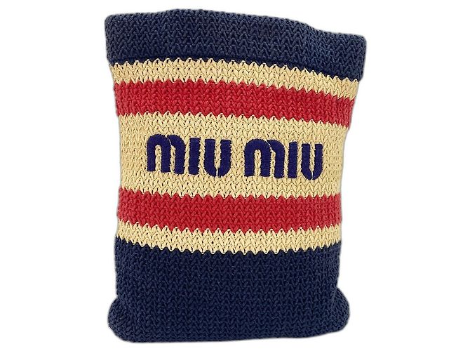 Miu Miu Multi-Color Raffia-Baumwoll-Tote-Bag Mehrfarben - Ansicht 2