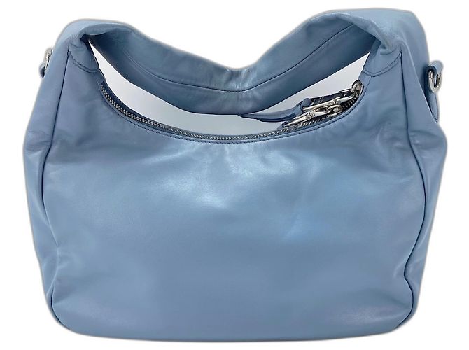 Prada Vitello Bobo Schultertasche Blau - Ansicht 3