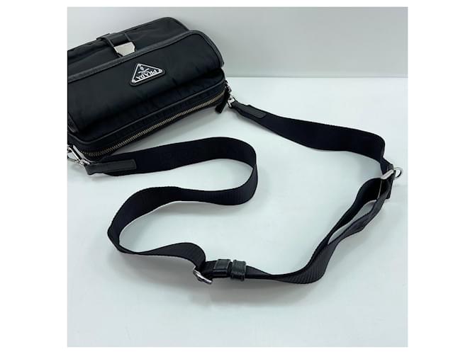 Borsa a tracolla con logo Triangle Prada Nero - vista 10