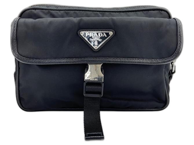 Borsa a tracolla con logo Triangle Prada Nero - vista 2