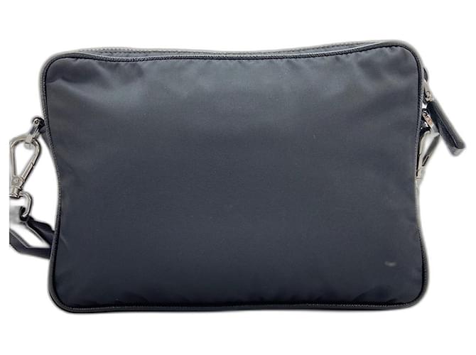 Borsa a tracolla con logo Triangle Prada Nero - vista 3
