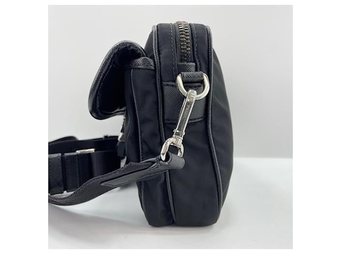 Borsa a tracolla con logo Triangle Prada Nero - vista 5