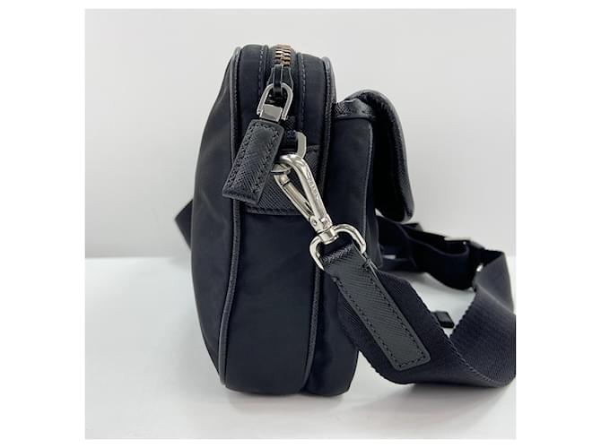 Borsa a tracolla con logo Triangle Prada Nero - vista 6
