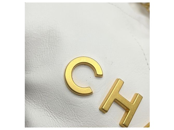 Timeless Borsa Chanel 22 Mini Coco Mark in pelle di vitello lucida Bianco - vista 10