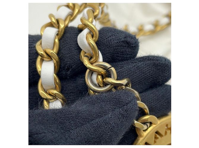 Timeless Borsa Chanel 22 Mini Coco Mark in pelle di vitello lucida Bianco - vista 15