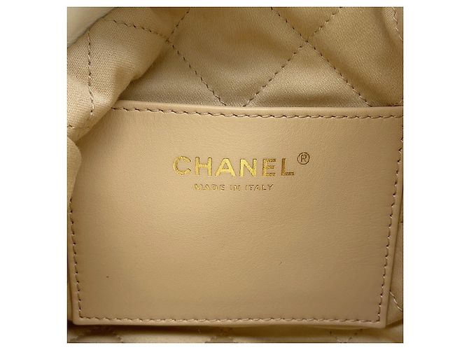 Timeless Borsa Chanel 22 Mini Coco Mark in pelle di vitello lucida Bianco - vista 17