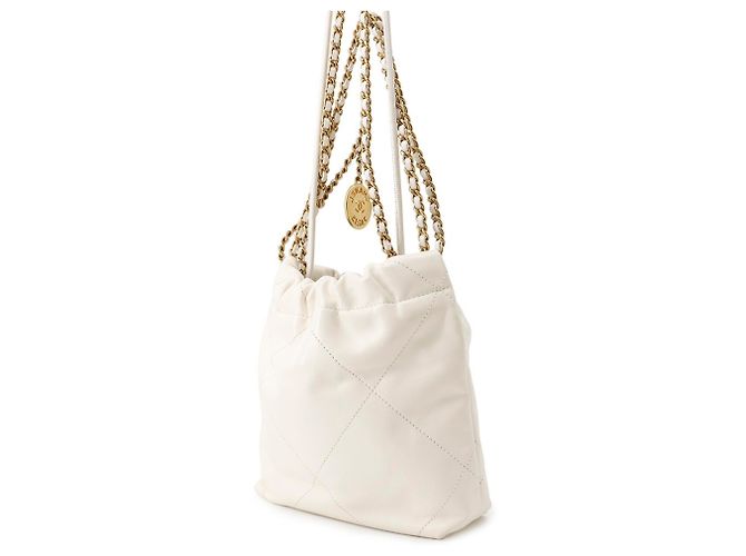 Timeless Borsa Chanel 22 Mini Coco Mark in pelle di vitello lucida Bianco - vista 2