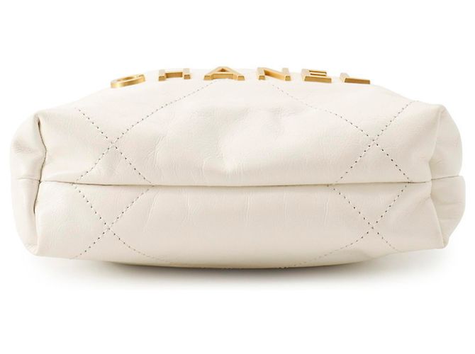 Timeless Borsa Chanel 22 Mini Coco Mark in pelle di vitello lucida Bianco - vista 3