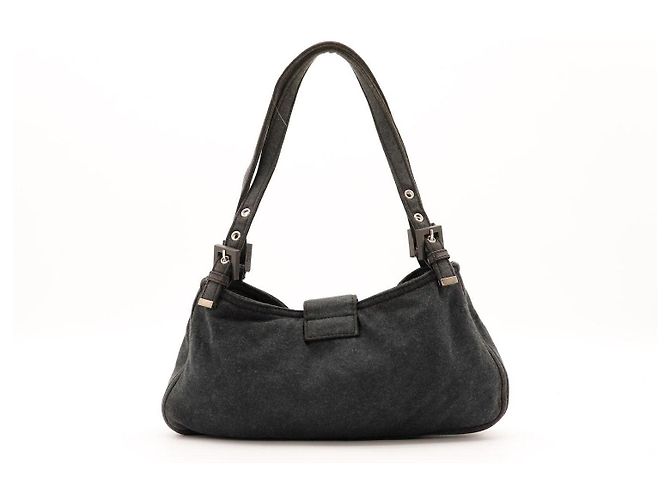 Borsa Fendi Baguette in cotone grigio - vista 3