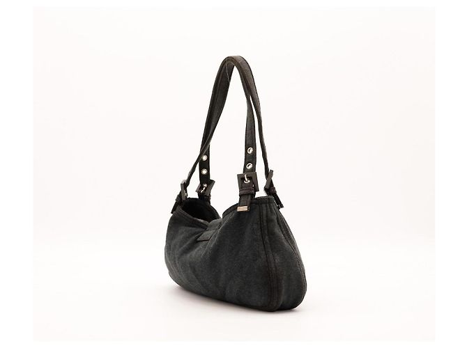 Borsa Fendi Baguette in cotone grigio - vista 4