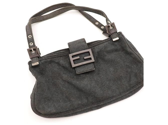 Borsa Fendi Baguette in cotone grigio - vista 6