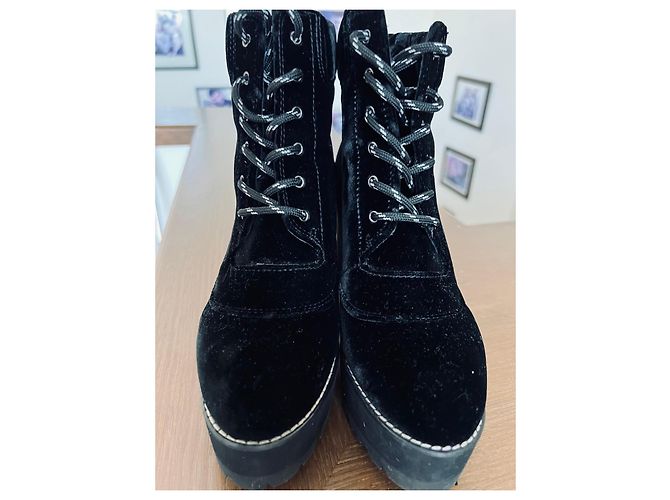 Stuart Weitzman Botines de plataforma en terciopelo negro - vista 2