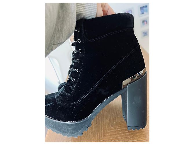 Stuart Weitzman Botines de plataforma en terciopelo negro - vista 3