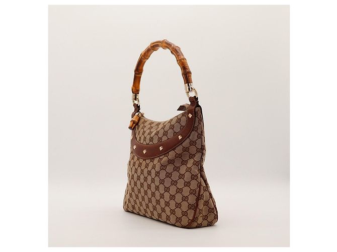 Gucci Borsa Hobo Bamboo GG Supreme Marrone - vista 2