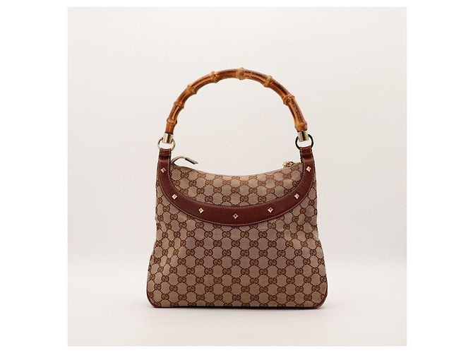 Gucci Borsa Hobo Bamboo GG Supreme Marrone - vista 3