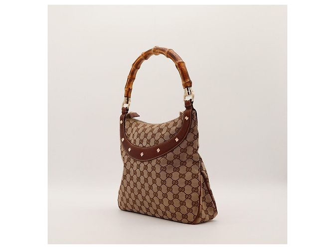 Gucci Borsa Hobo Bamboo GG Supreme Marrone - vista 4