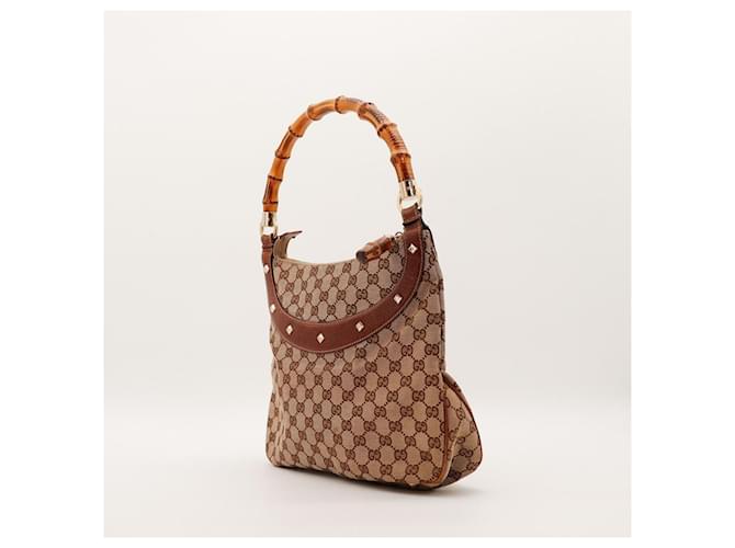 Bamboo Borsa a spalla Gucci GG Supreme manico bambù Marrone - vista 2