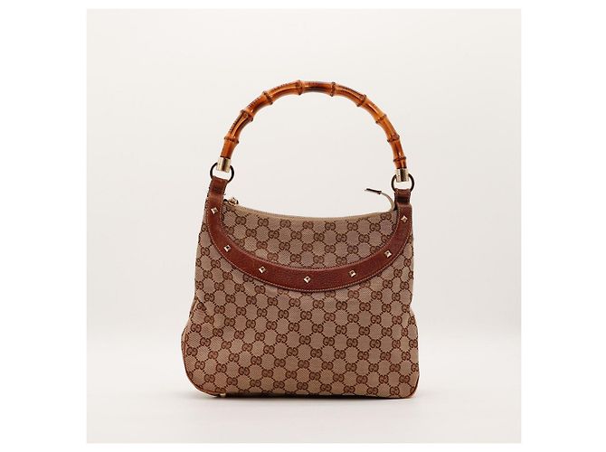 Bamboo Borsa a spalla Gucci GG Supreme manico bambù Marrone - vista 3