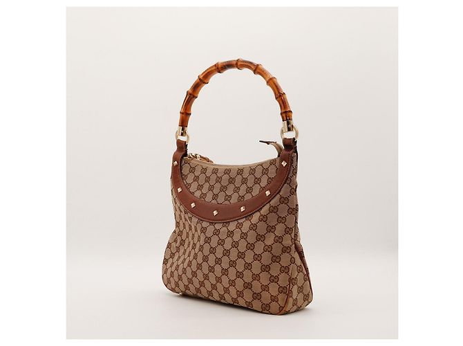 Bamboo Borsa a spalla Gucci GG Supreme manico bambù Marrone - vista 4