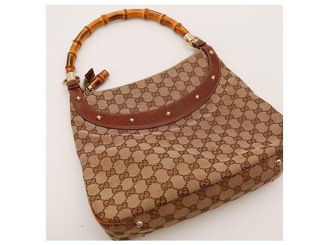 Bamboo Borsa a spalla Gucci GG Supreme manico bambù Marrone - vista 6