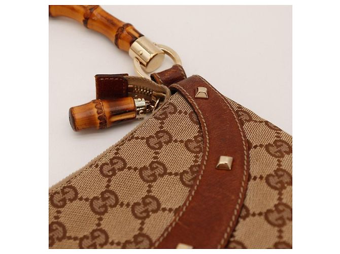 Bamboo Borsa a spalla Gucci GG Supreme manico bambù Marrone - vista 8