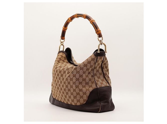 Borsa Hobo Gucci Bamboo Marrone Monogramma - vista 2