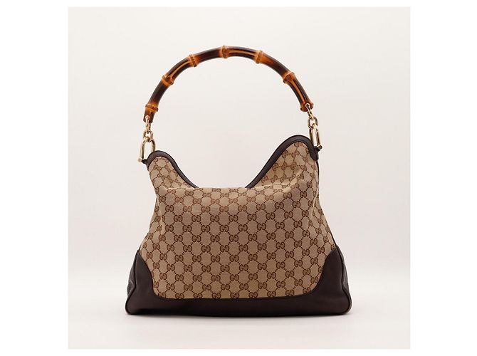 Borsa Hobo Gucci Bamboo Marrone Monogramma - vista 3