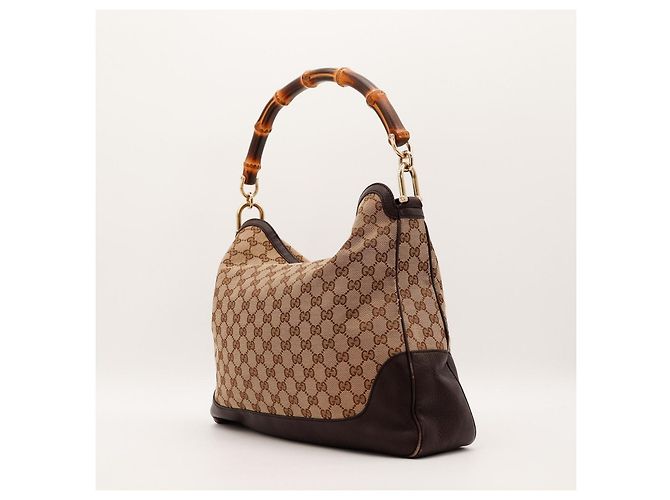 Borsa Hobo Gucci Bamboo Marrone Monogramma - vista 4
