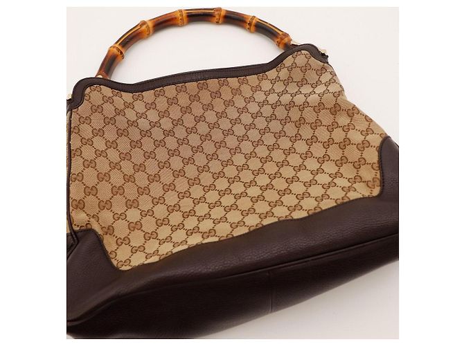 Borsa Hobo Gucci Bamboo Marrone Monogramma - vista 6