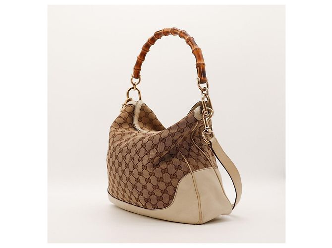 Borsa Hobo Gucci Bamboo Shopper Marrone Beige - vista 2
