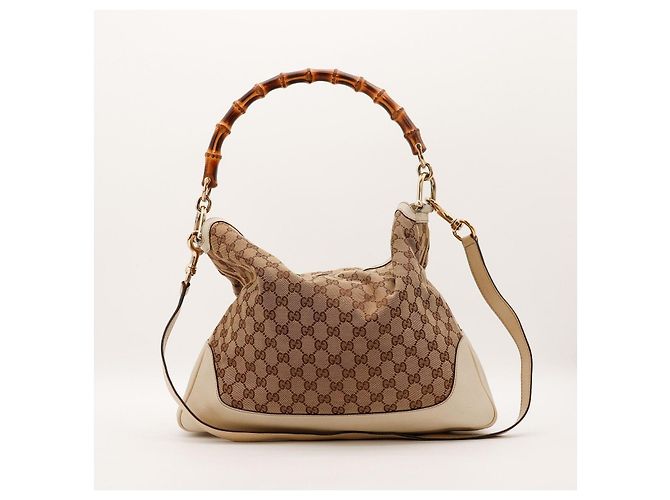 Borsa Hobo Gucci Bamboo Shopper Marrone Beige - vista 3
