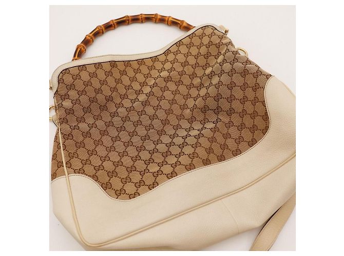 Borsa Hobo Gucci Bamboo Shopper Marrone Beige - vista 6