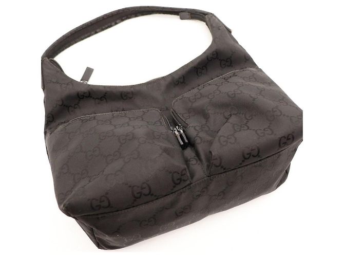 Borsa a spalla Gucci GG Monogram in nylon Marrone scuro - vista 6