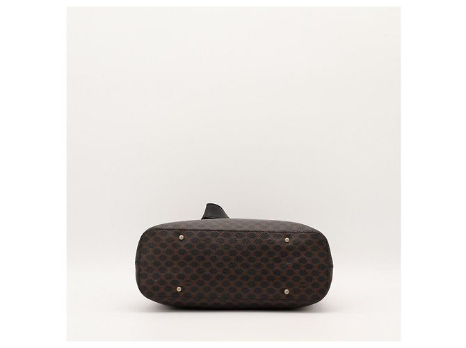 Céline Celine Borsa Hobo in Tela Triomphe Marrone Nero - vista 10