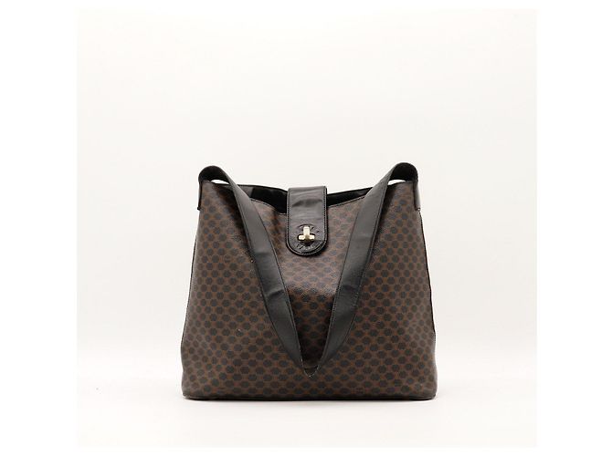 Céline Celine Bolso de Hombro Monogram Macadam Castaño Negro - vista 6