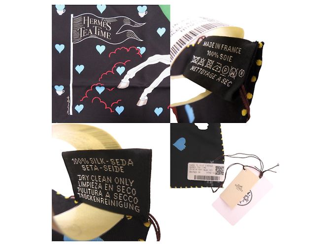 Hermès Hermes Seidentuch Carre 70 Tea Time Schwarz Grün Hellblau - Ansicht 3