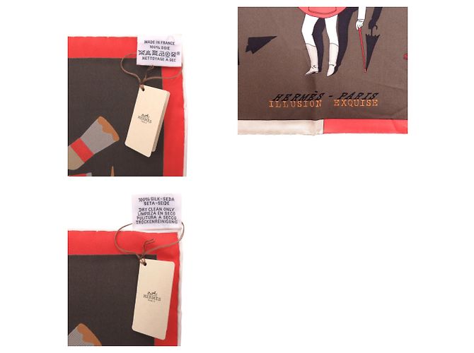 Hermès Sciarpa in seta Hermes Carre 70 Illusion Exquise marrone - vista 4